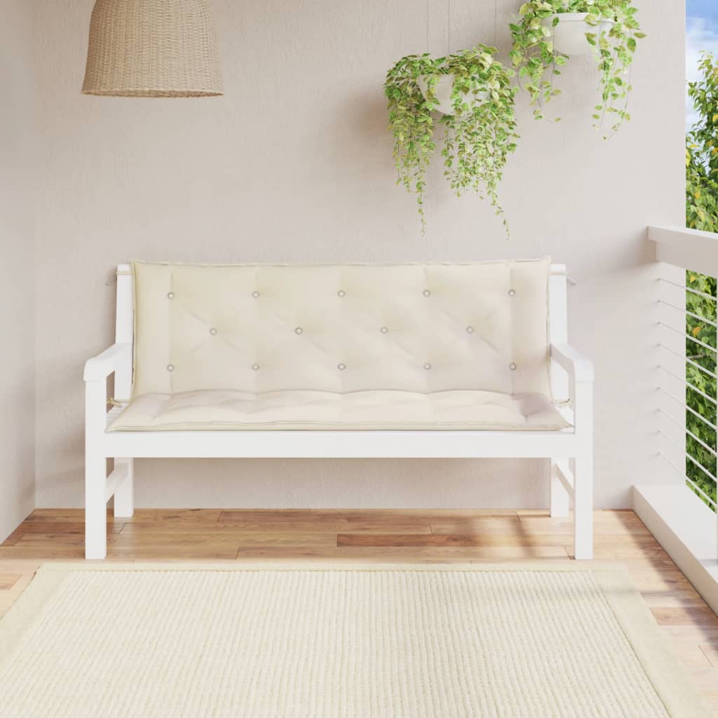 Vidaxx cojines para banco de jardín 2 piezas 150x50x7 cm tela oxford blanco crema