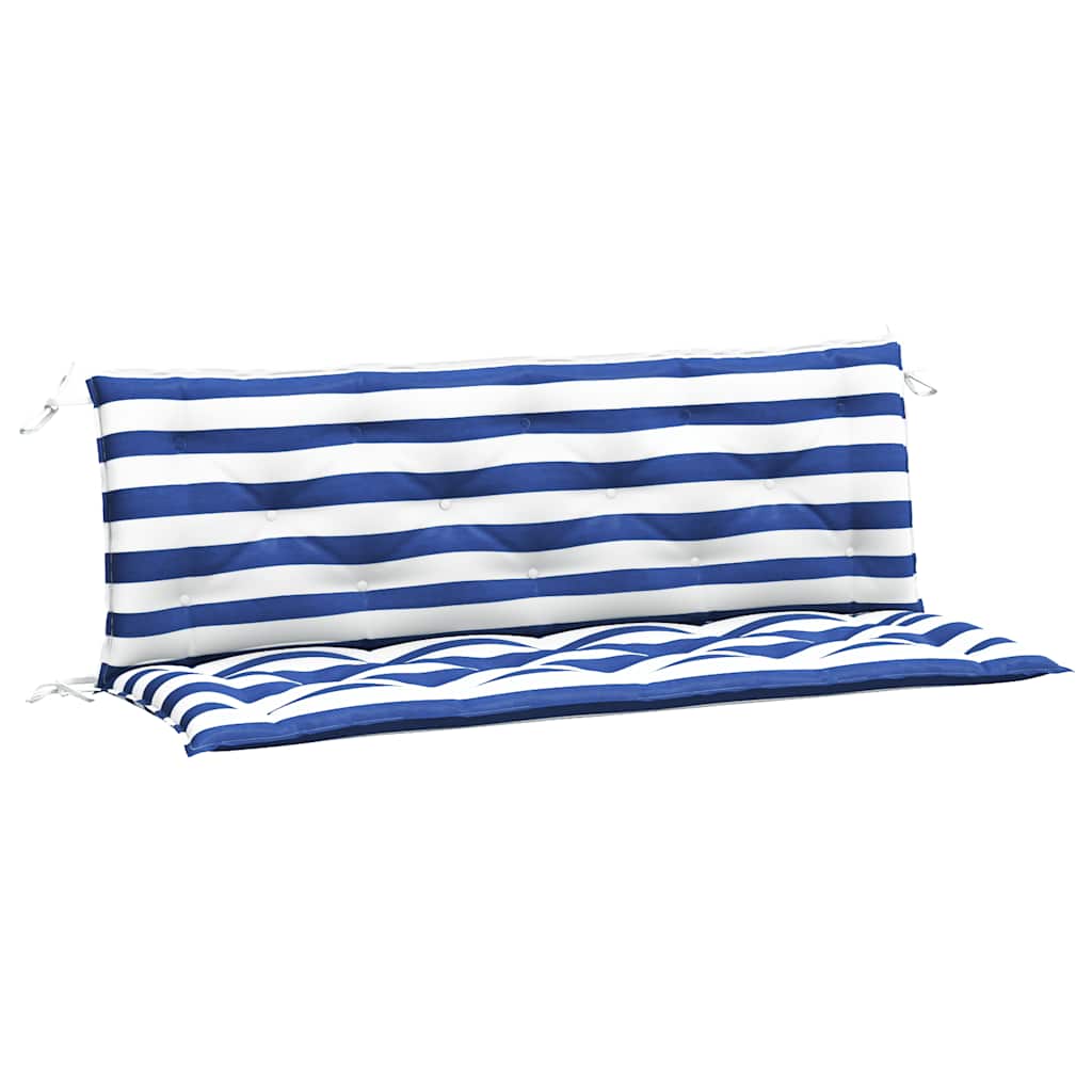 Vidaxl Garden Bench Cushions 2 St strisce 150x50x7 cm tessuto bianco e blu