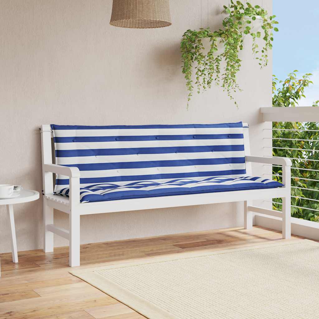 Vidaxl Garden Bench Cushions 2 St Striped 150x50x7 CM tela blanca y azul