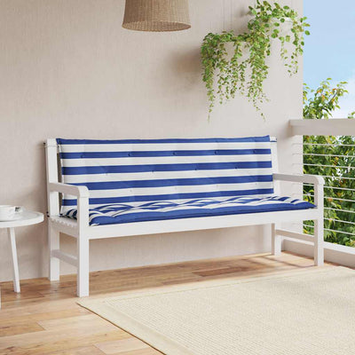 Vidaxl Garden Bench Cushions 2 St Striped 150x50x7 CM tela blanca y azul