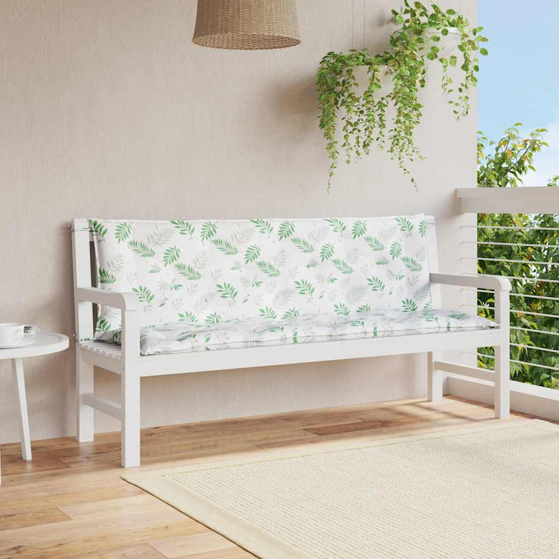 Vidaxl Garden Bench Cushions 2 pezzi Modello fogliare 150x50x7 cm tessuto