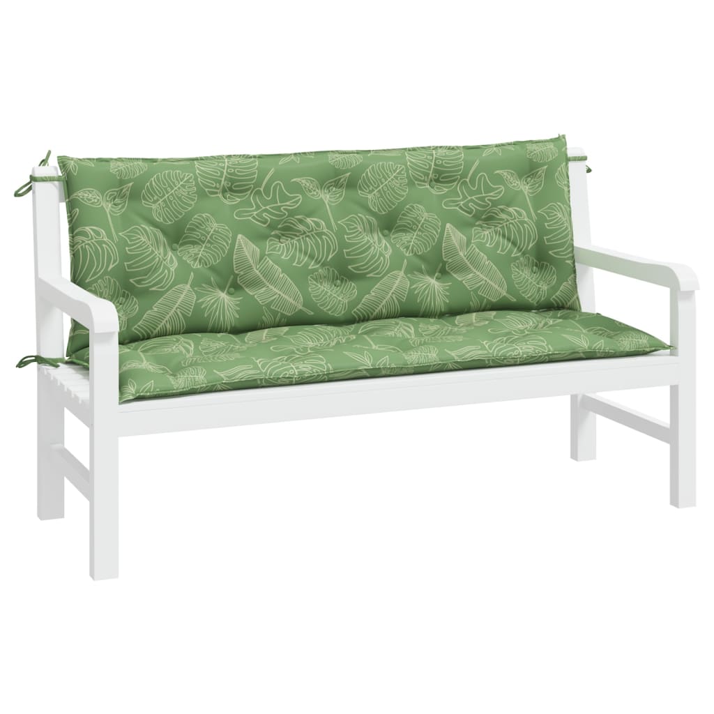 Vidaxl Garden Bench Cushions 2 pezzi Modello fogliare 150x50x7 cm tessuto
