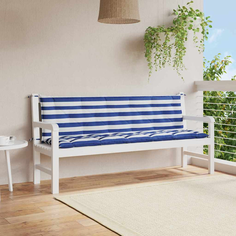 Vidaxl Garden Bench Cushions 2 ST Oxford Fabrica a rayas blancas y azules