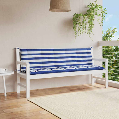 Vidaxl Garden Bench Cushions 2 ST Oxford Fabrica a rayas blancas y azules