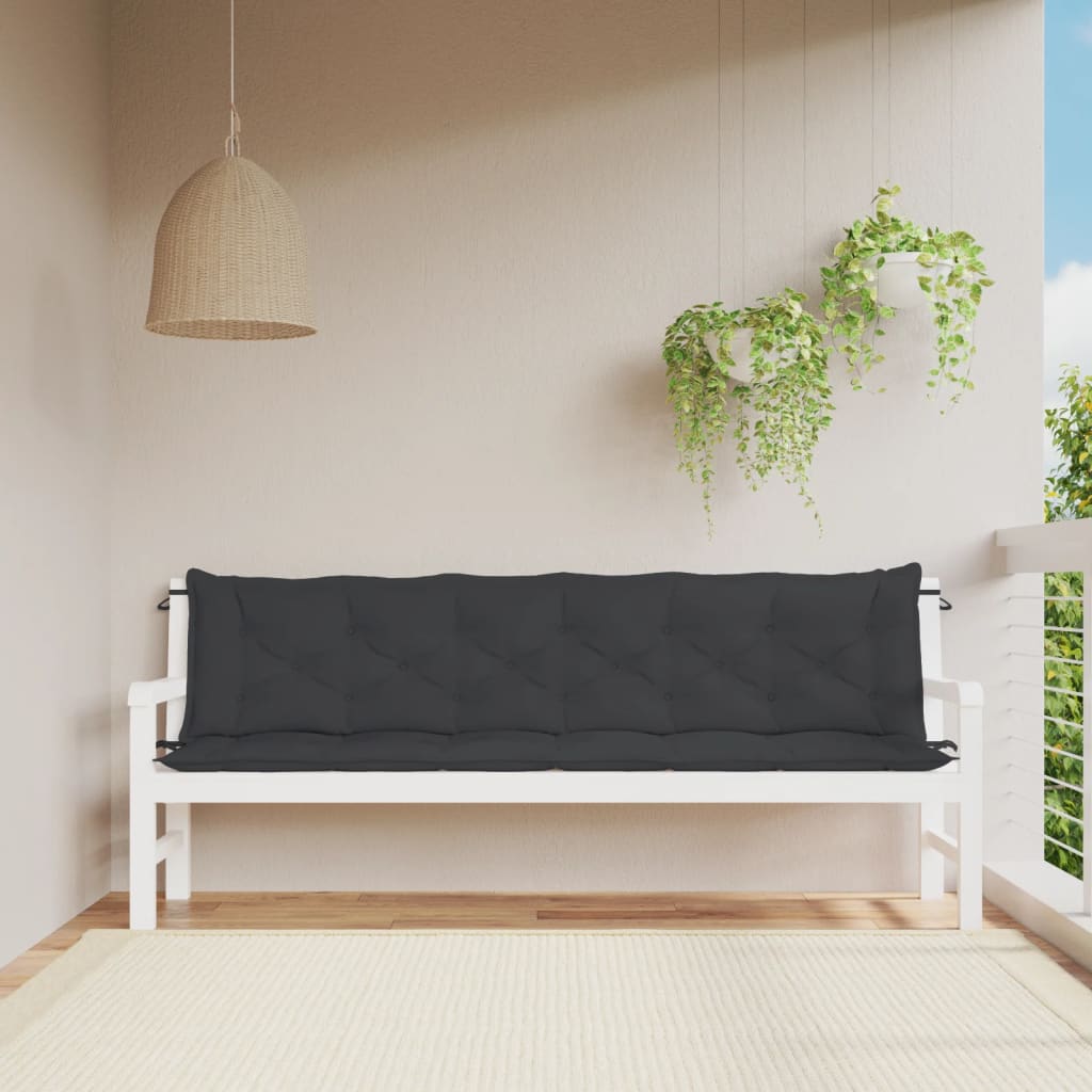 Vidaxl Garden Bench Cushions 2 St 200x50x7 cm tessuto oxford nero