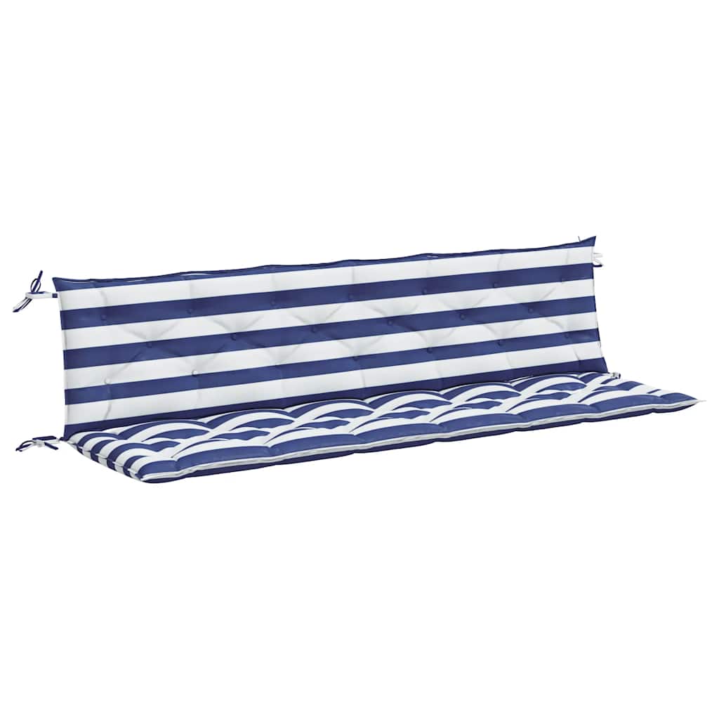 Vidaxl Garden Bench Cushions 2 St Stried 200x50x7 cm tessuto bianco e blu