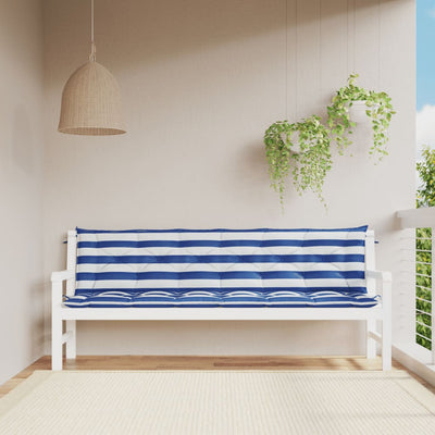 Vidaxl Garden Bench Cushions 2 St Striped 200x50x7 CM tela blanca y azul