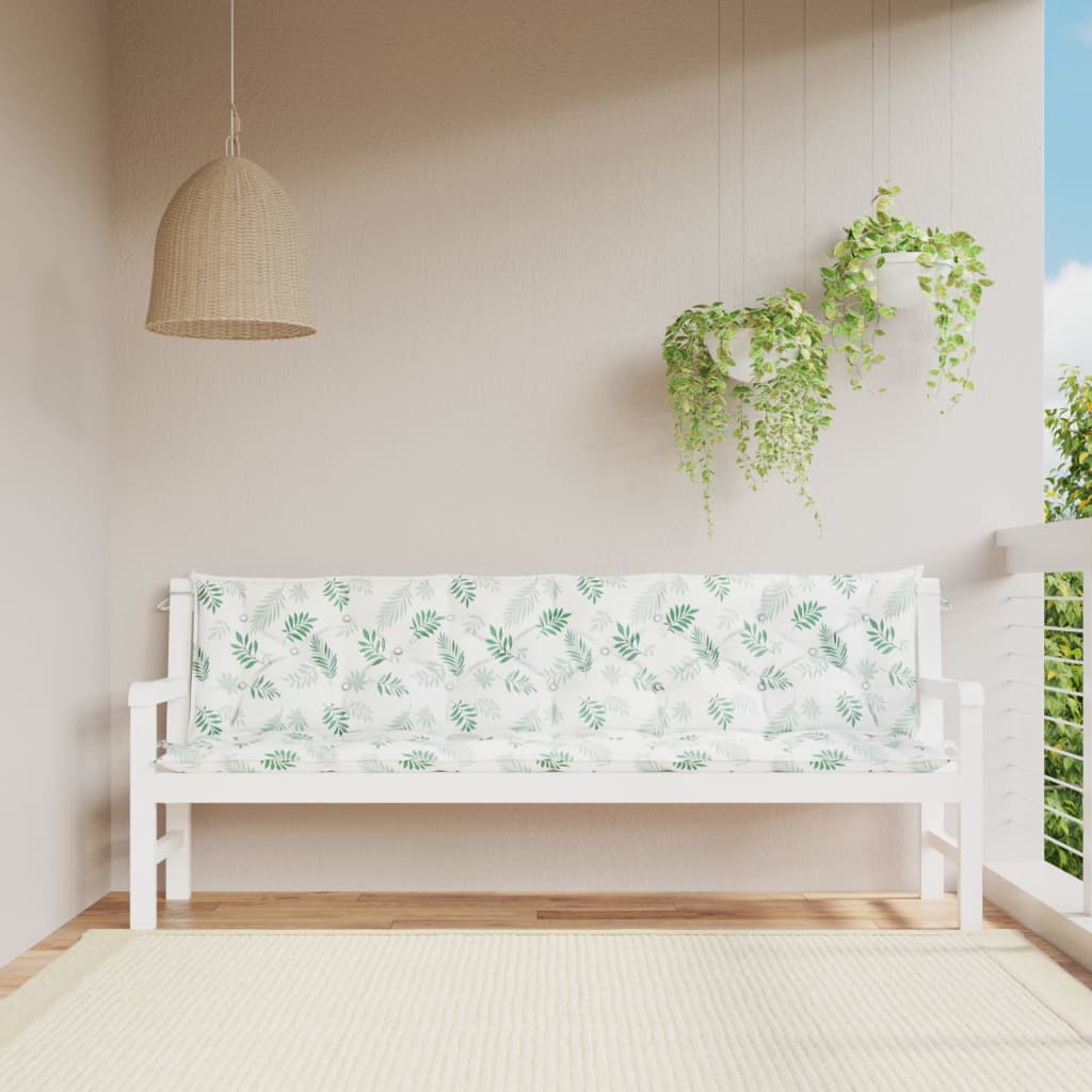 Vidaxl Garden Banch Cushions 2 pezzi Modello fogliare 200x50x7 cm tessuto