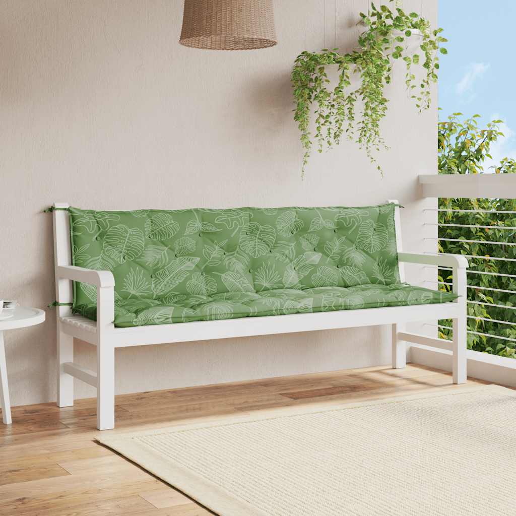 Vidaxl Garden Banch Cushions 2 pezzi Modello fogliare 200x50x7 cm tessuto