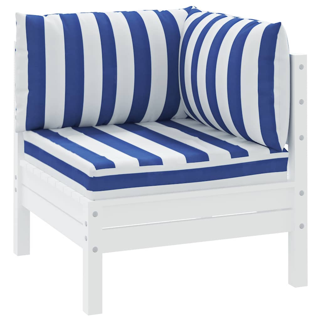 Vidaxl cojines de paleta 3 st tela de oxford rayado blanco y azul