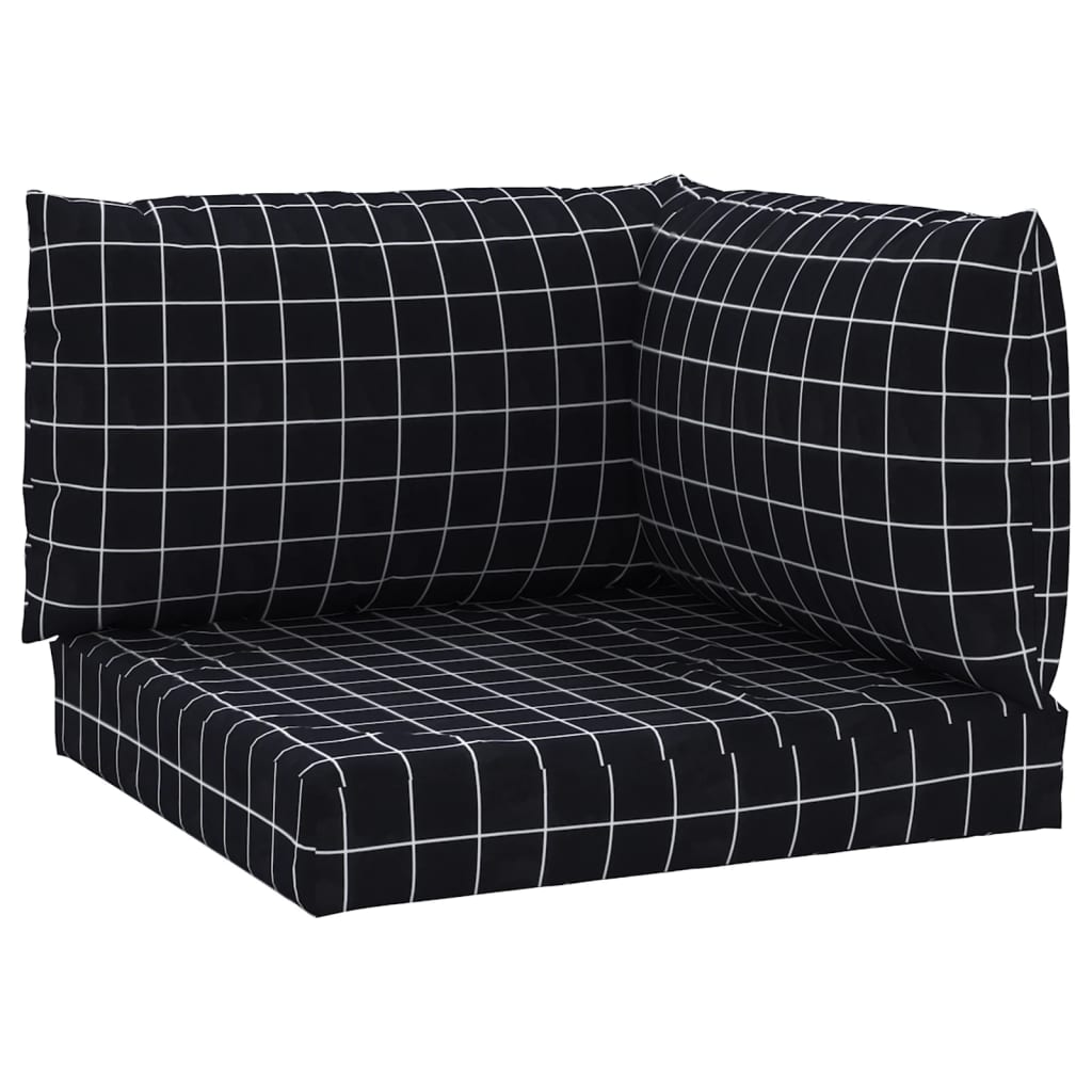 Cojines de paleta Vidaxl 3 Patrón de óxford Patrón de techo negro Negro