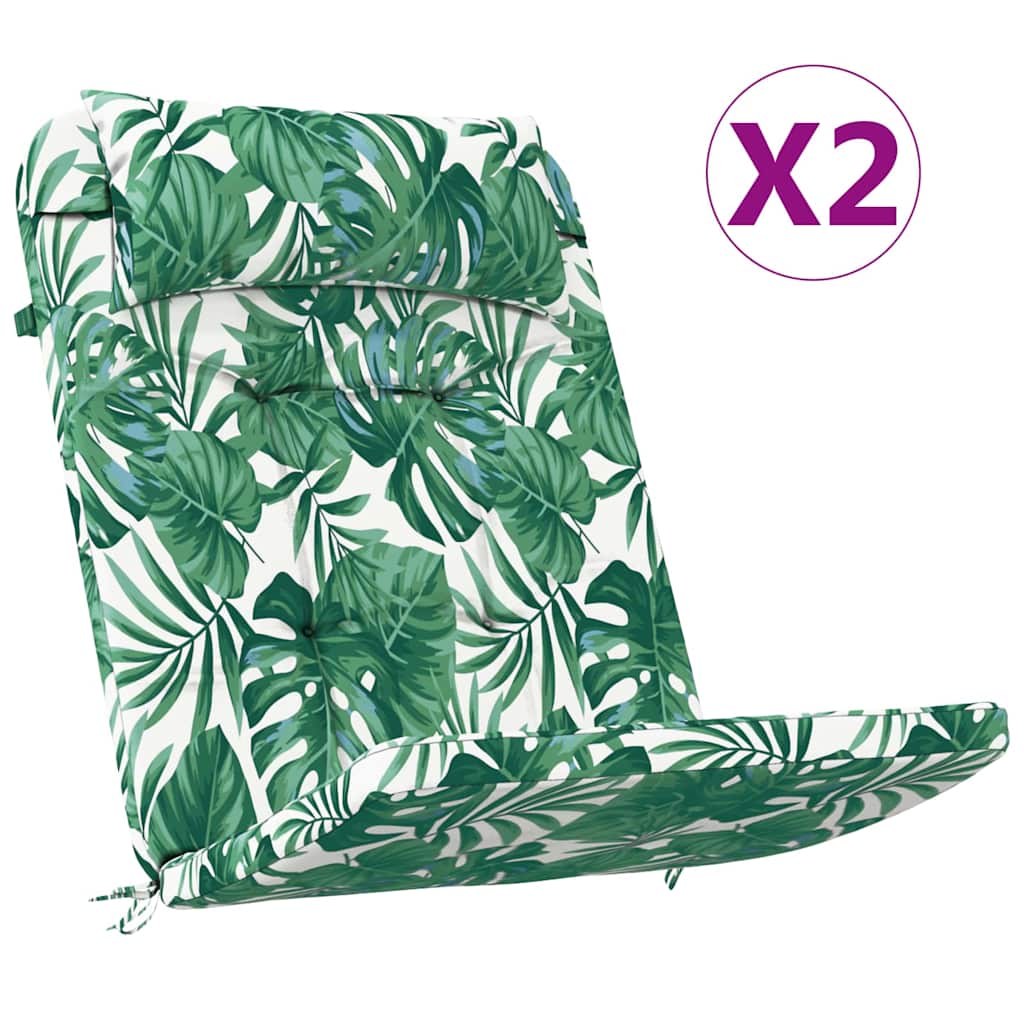 Cuscini per sedia Vidaxx 2 pezzi motivo foglie 58 x 77 x 4,5 cm tessuto oxford