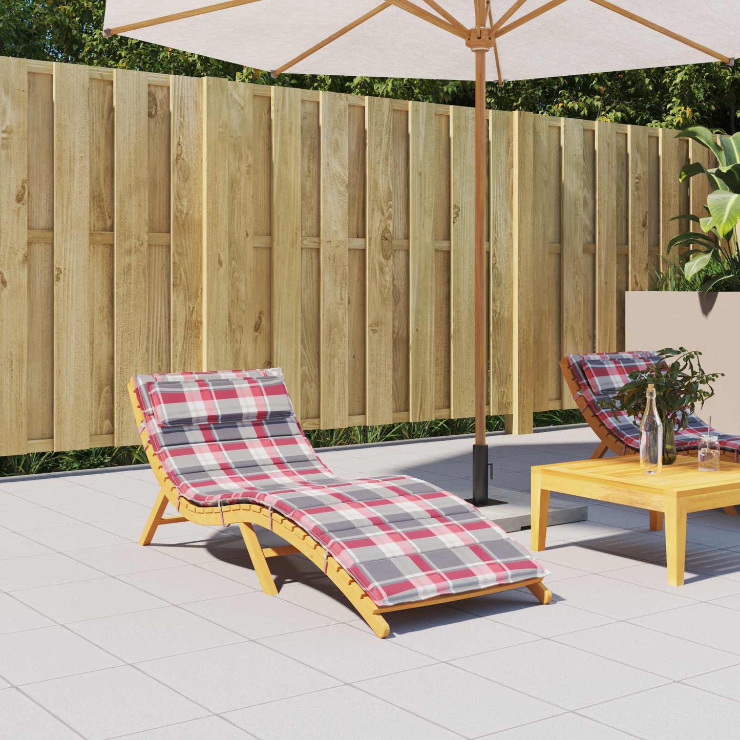 Vidaxl sun lounger cushion red and gray 178 x 60 x 4 cm oxford fabric