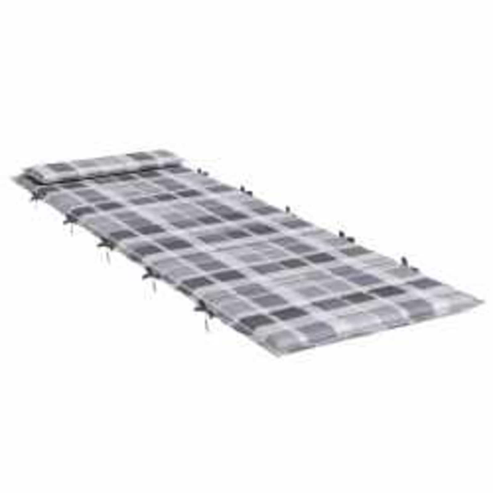Vidaxl zon loungerkussen geruit grijs 178 x 60 x 4 cm oxford stof