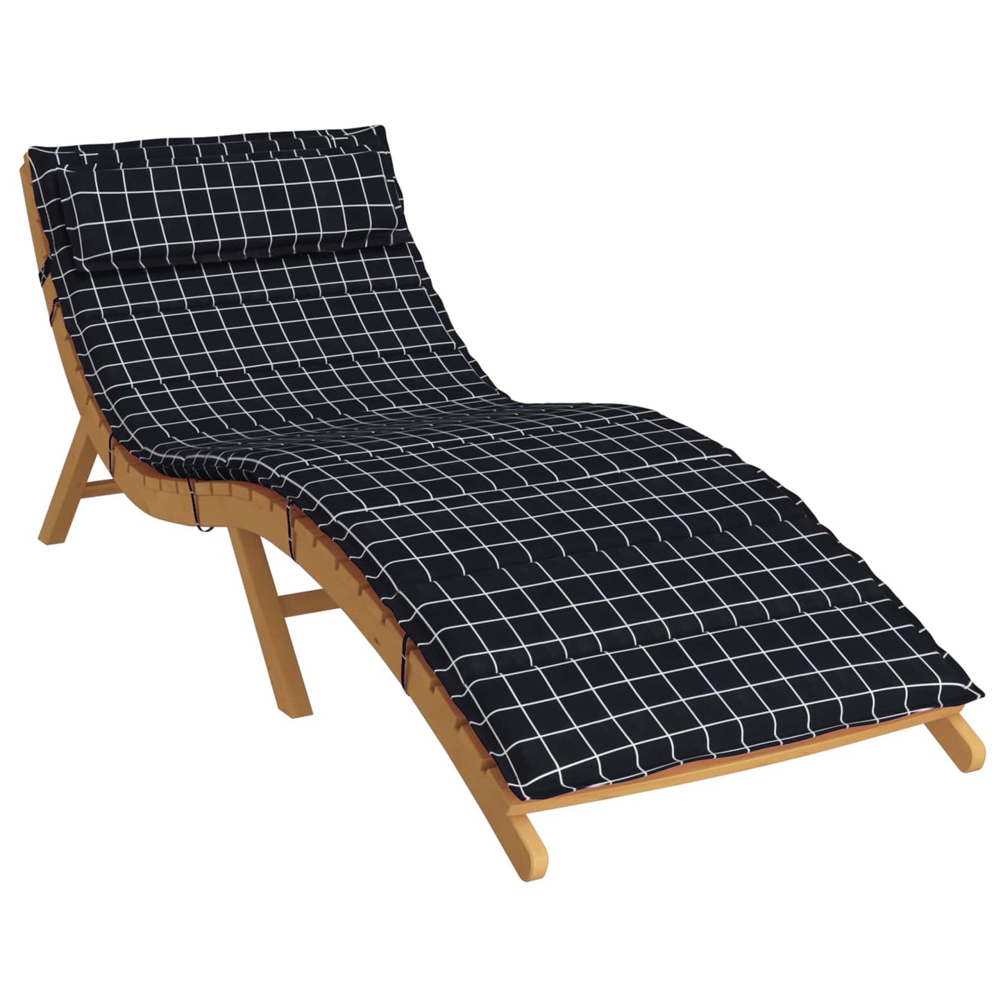Cuscino per lettino prendisole Vidaxl a quadri nero 178 x 60 x 4 cm in tessuto oxford