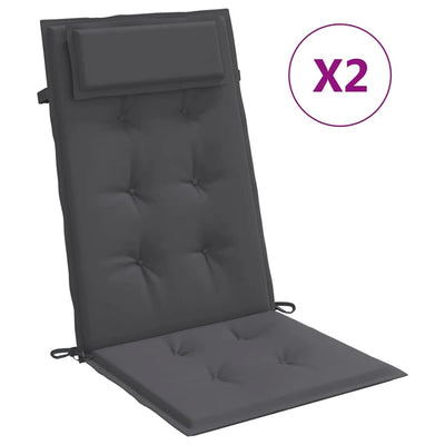 Cojines de silla Vidaxl 2 st de alto oxford tela de oxford antracita
