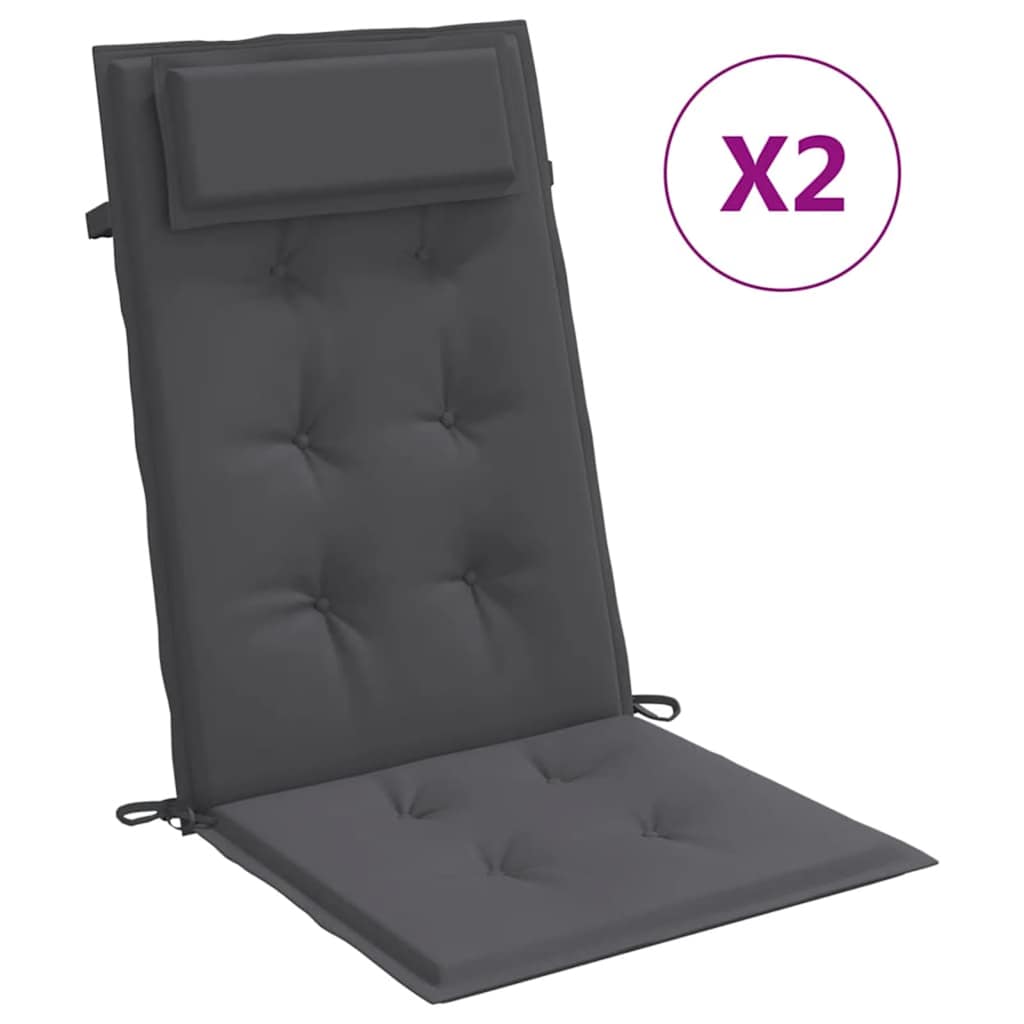 Cojines de silla Vidaxl 2 st de alto oxford tela de oxford antracita