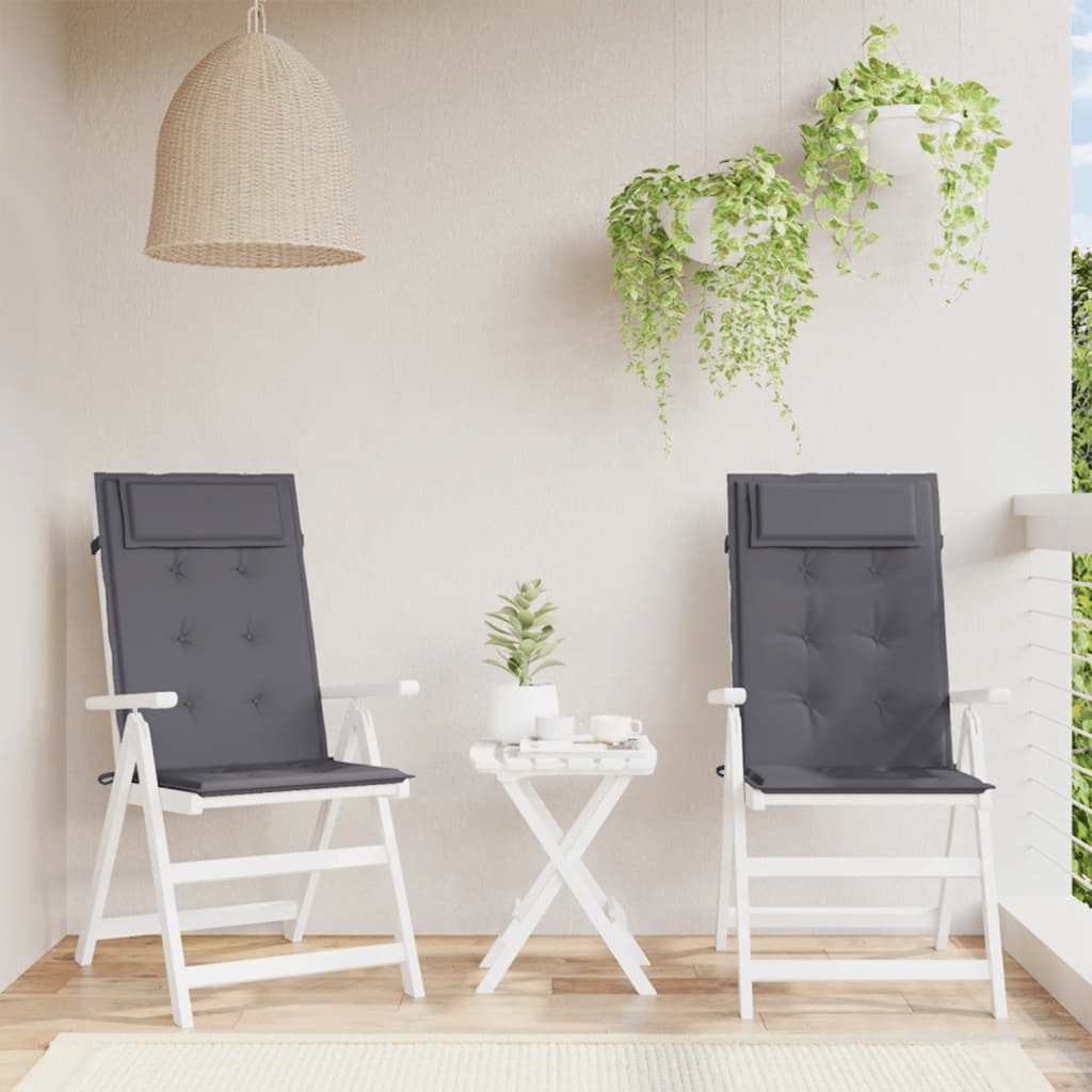 Cojines de silla Vidaxl 2 st de alto oxford tela de oxford antracita