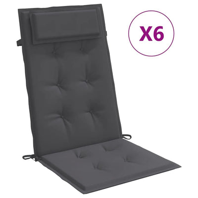 Cuscini per sedia VidaXL 6 pezzi in tessuto oxford con schienale alto antracite