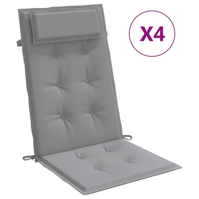 Cojines de silla de Vidaxl 4 st de alto oxford tela de oxford gris