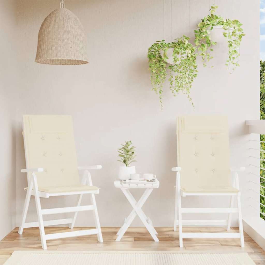 VidaXL cojines para silla 2 uds respaldo alto tela oxford color crema