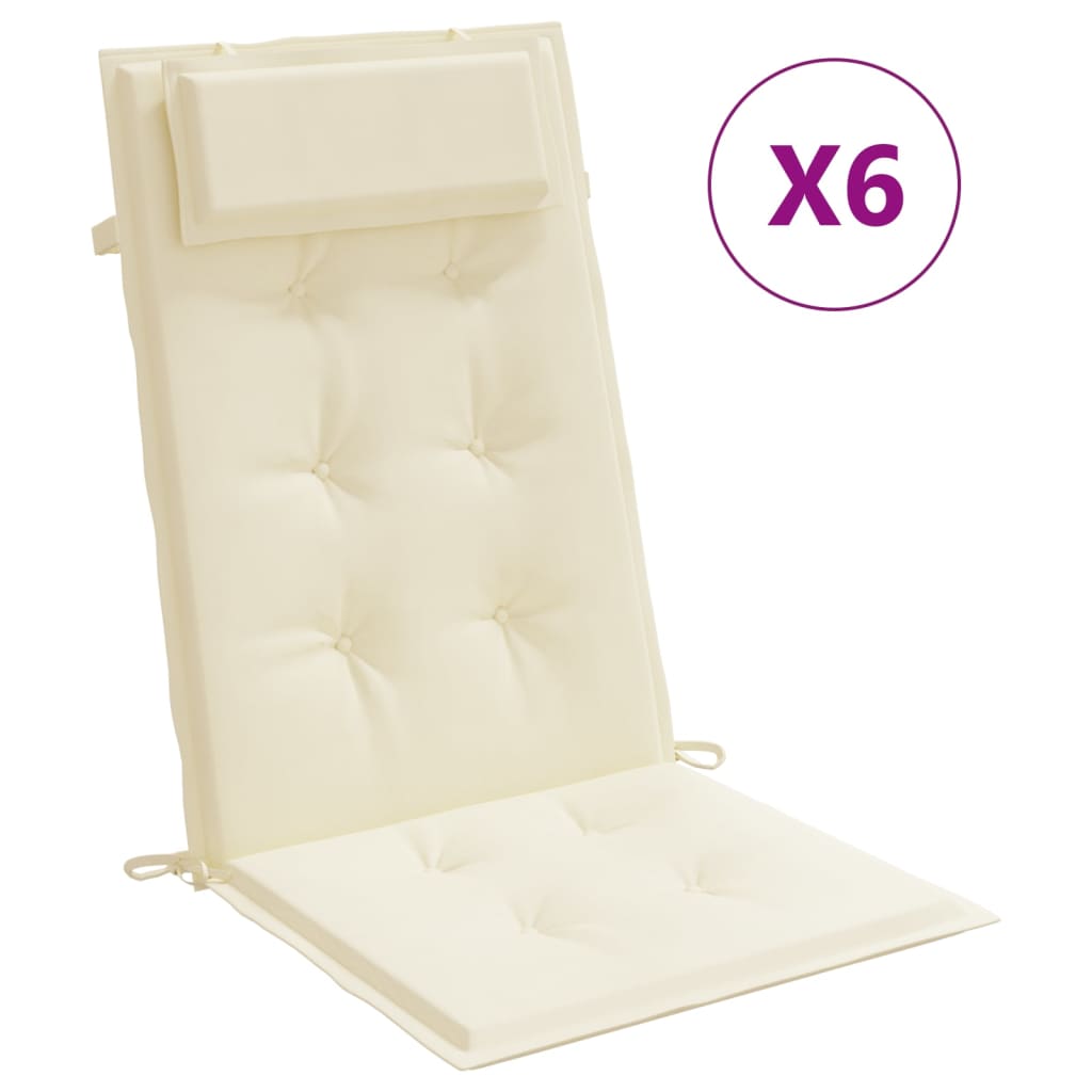 Cuscini di sedia Vidaxl 6 St High Back Oxford Fabric Crème colorato