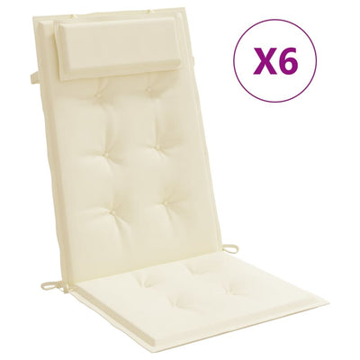 Cojines de silla Vidaxl 6 st de alto oxford tela de oxford crème coloreed