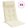 Cuscini di sedia Vidaxl 6 St High Back Oxford Fabric Crème colorato