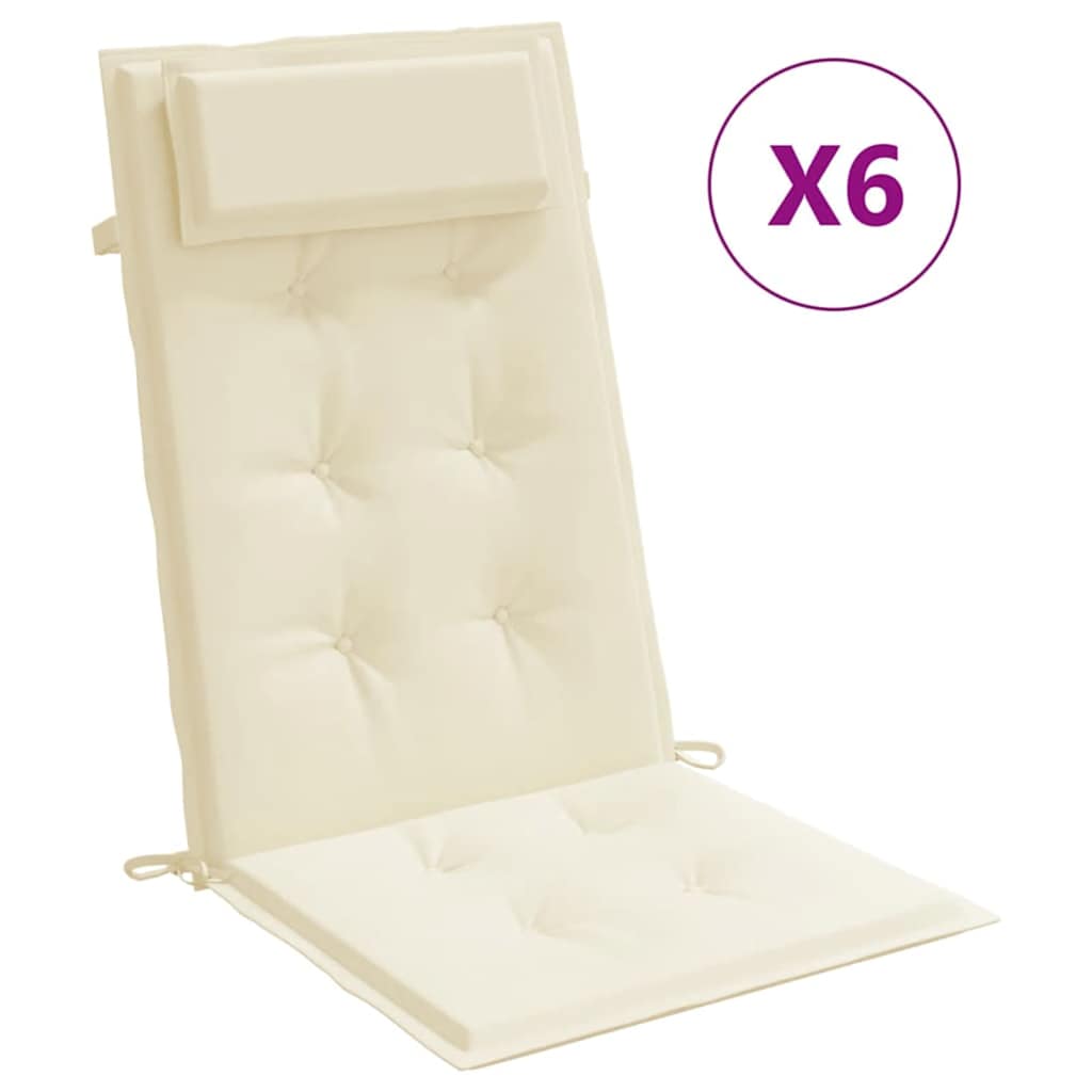 Cuscini di sedia Vidaxl 6 St High Back Oxford Fabric Crème colorato
