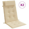 Cuscini di sedia Vidaxl 2 St High Back Oxford Fabric beige