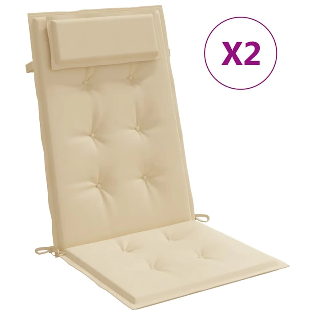 Cuscini di sedia Vidaxl 2 St High Back Oxford Fabric beige