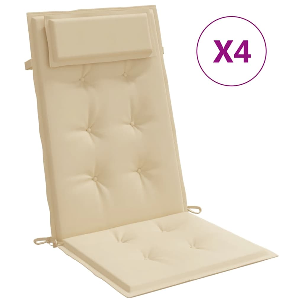 Cojines de silla de Vidaxl 4 st de alto oxford tela beige