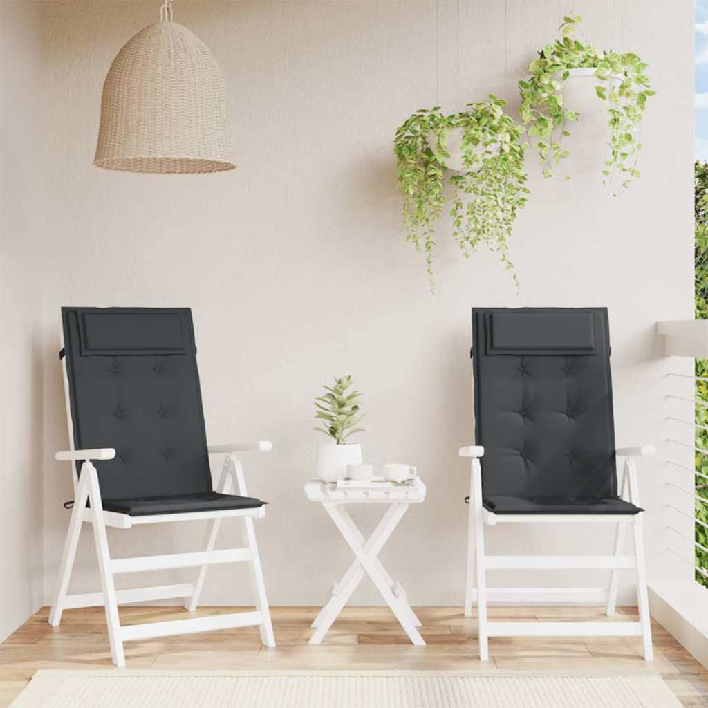 VidaXL cojines de silla 2 piezas respaldo alto tela oxford negro