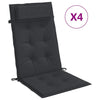 Cuscini per sedia VidaXL 4 pezzi in tessuto oxford con schienale alto nero