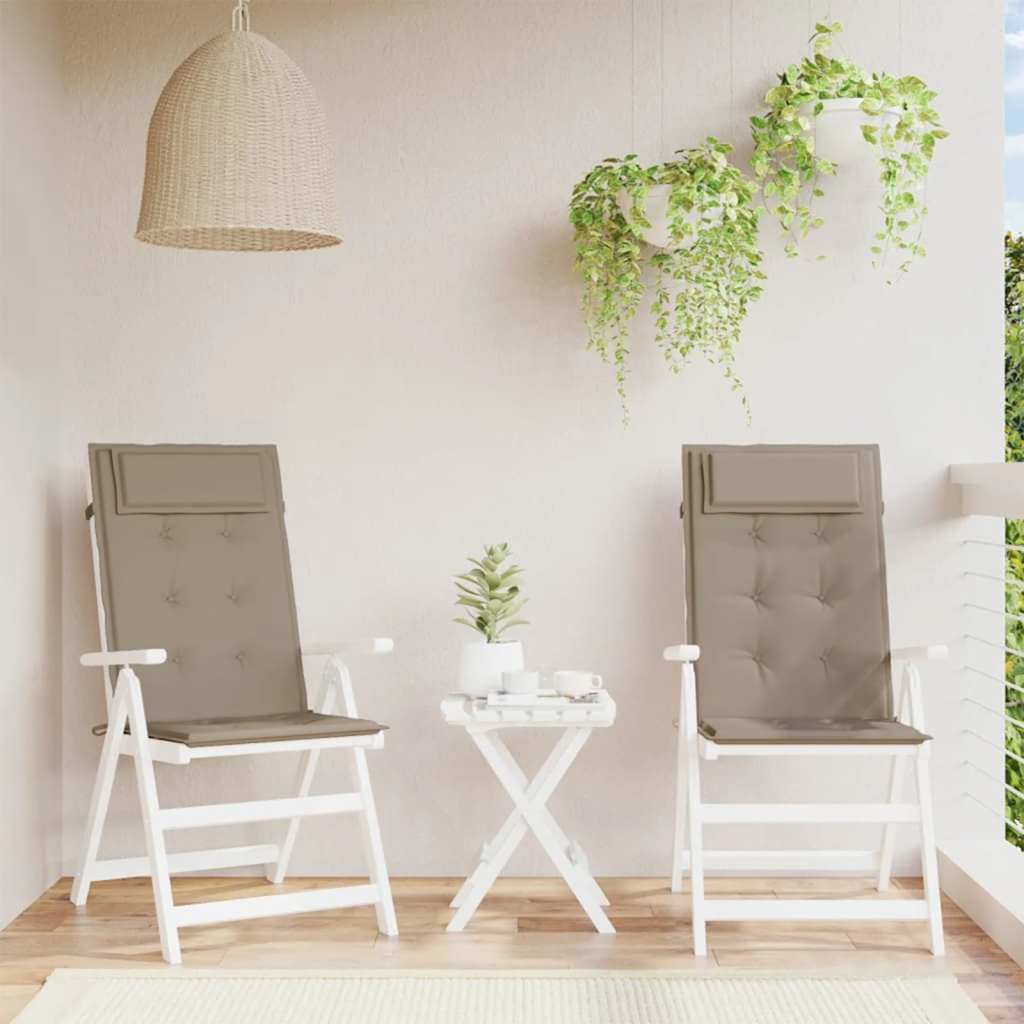 VidaXL cojines de silla 2 piezas respaldo alto tela oxford color topo