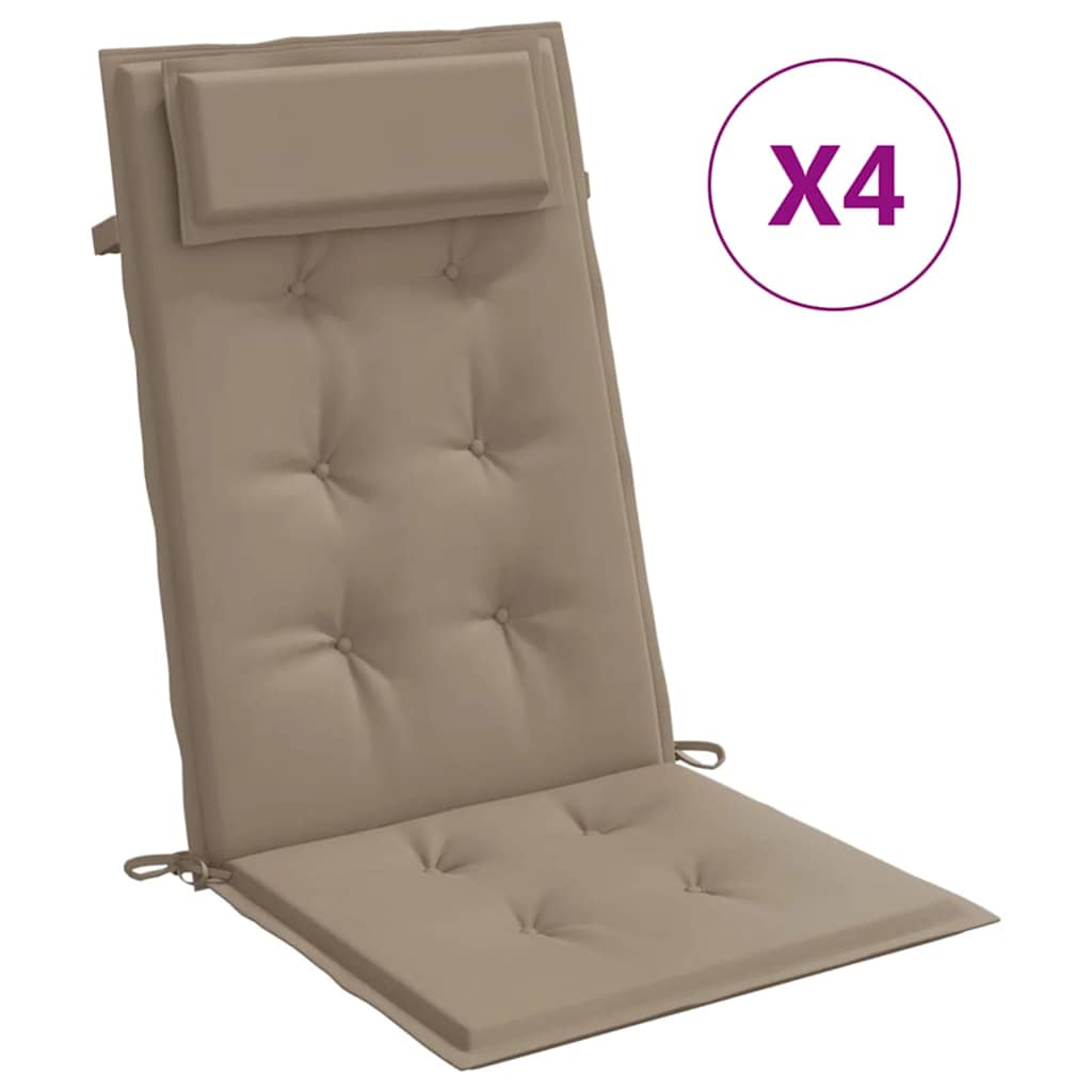 Cuscini da sedia Vidaxl 4 St High Back Oxford Fabric taupe