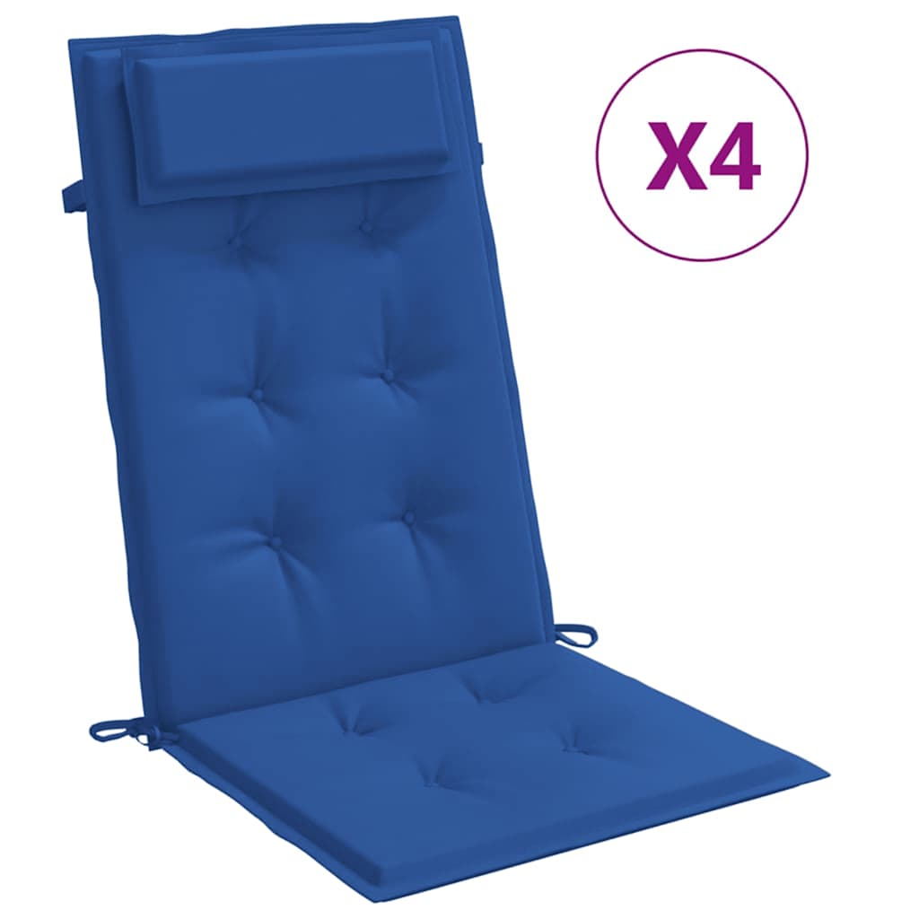 Cuscini di sedia Vidaxl 4 St High retro in tessuto Oxford blu reale