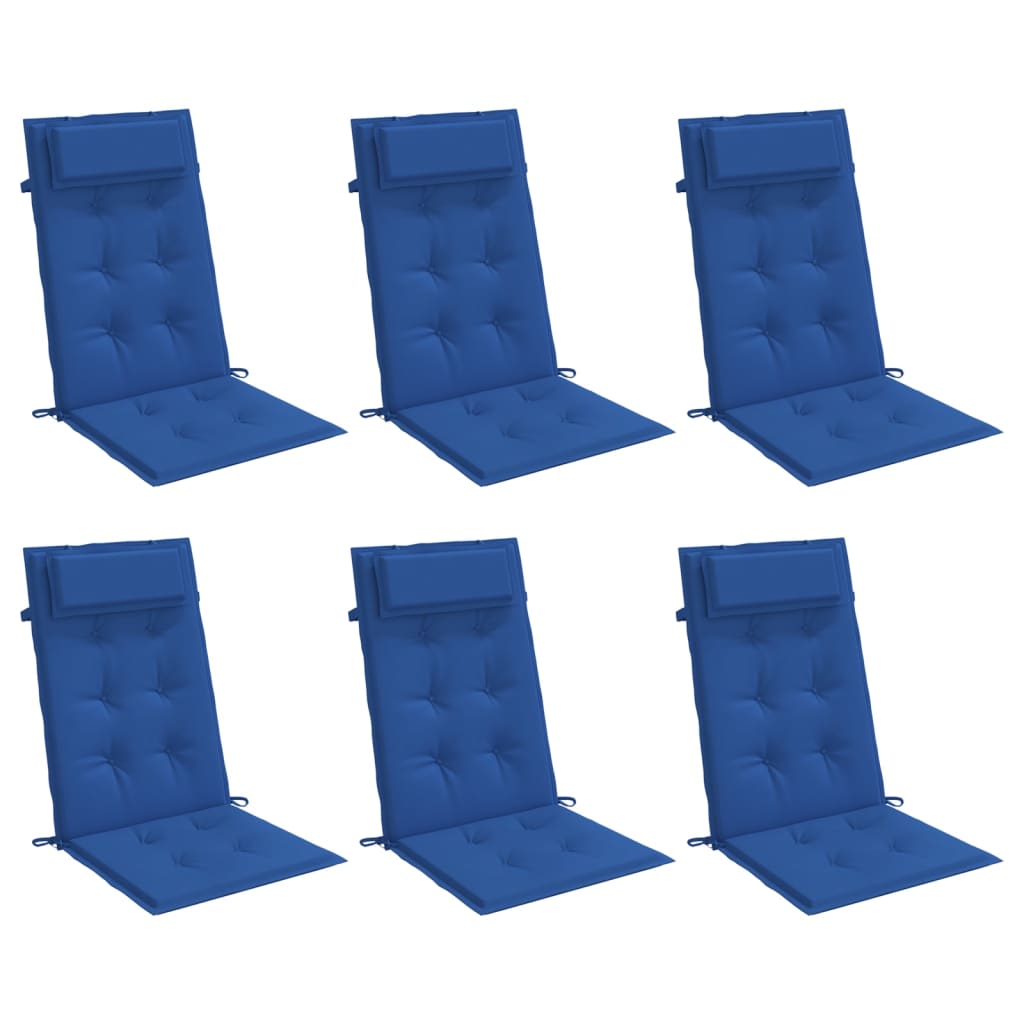Cojines de silla Vidaxl 6 st de alto oxford tela de oxford azul