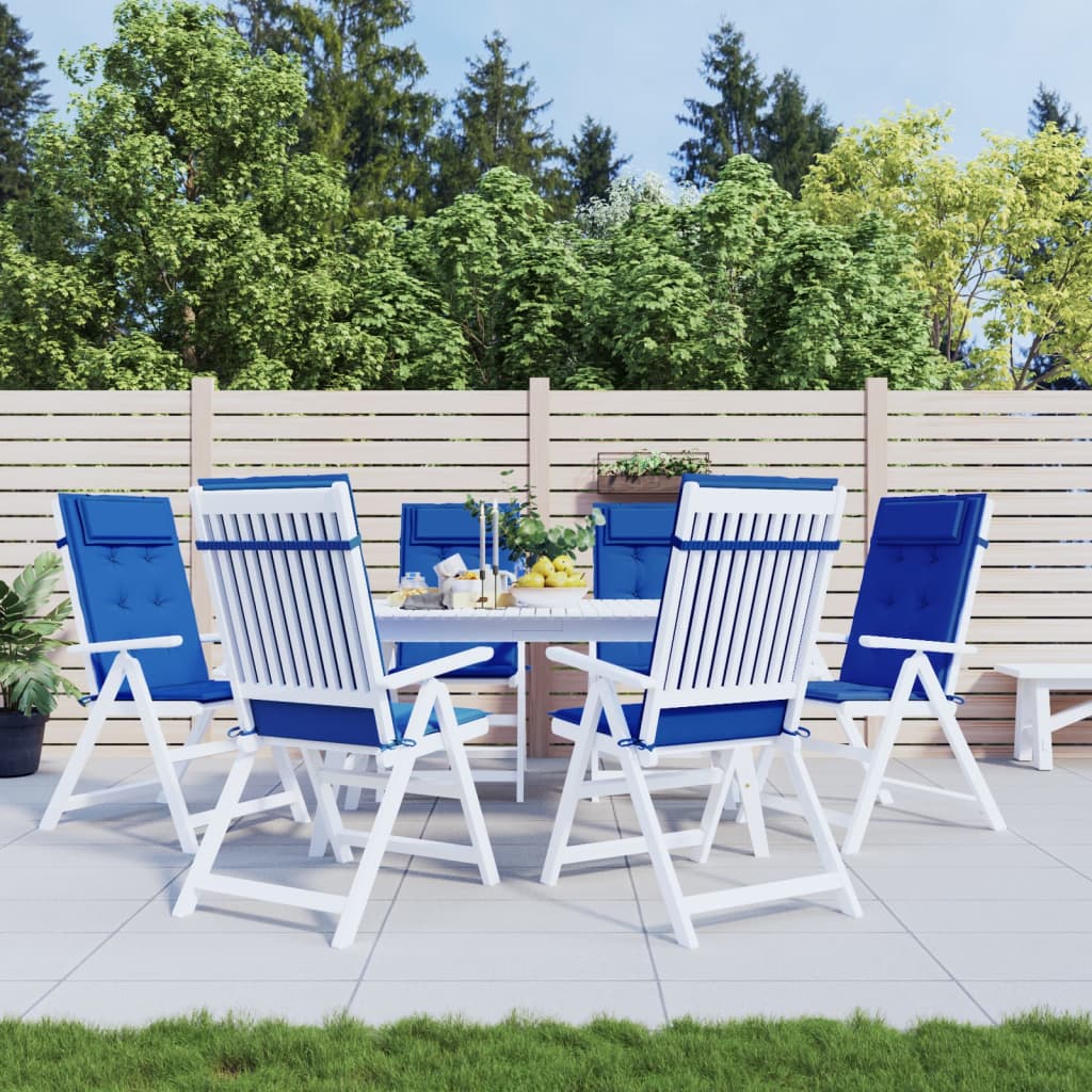 Cojines de silla Vidaxl 6 st de alto oxford tela de oxford azul