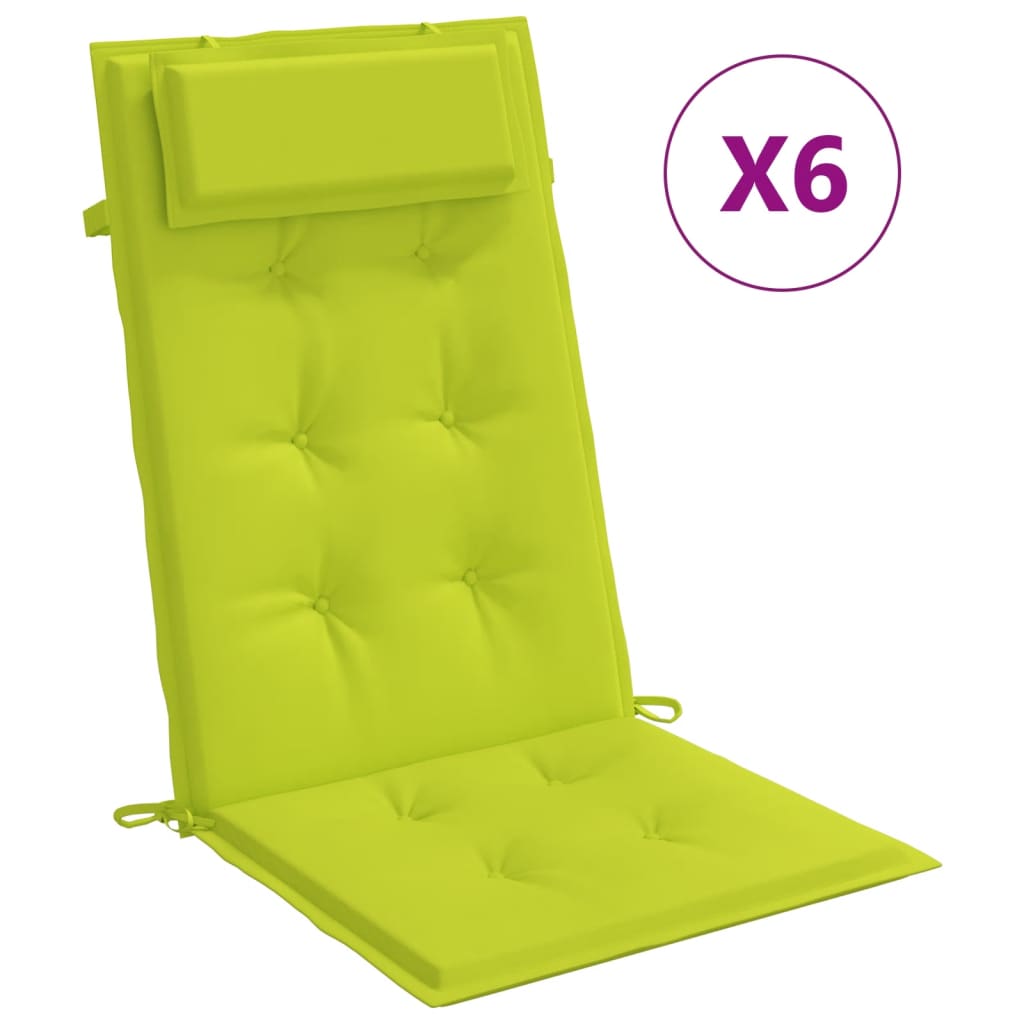 Cuscini di sedia Vidaxl 6 St High Retro Oxford Tessuto verde brillante