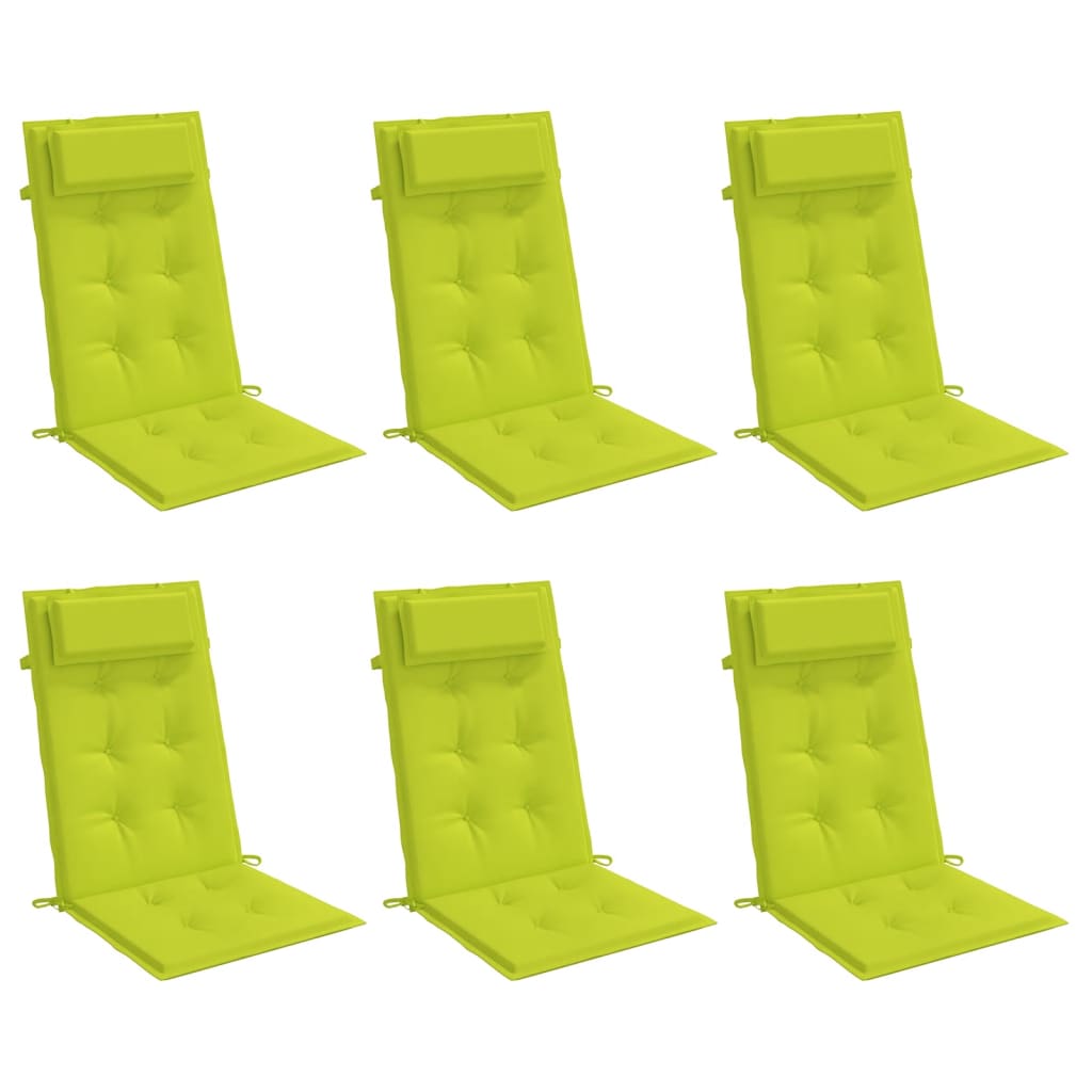 Cuscini di sedia Vidaxl 6 St High Retro Oxford Tessuto verde brillante