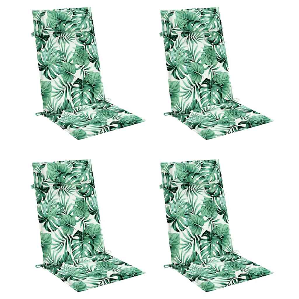 VidaXL cojines de silla 4 piezas respaldo alto patrón de hojas tela oxford