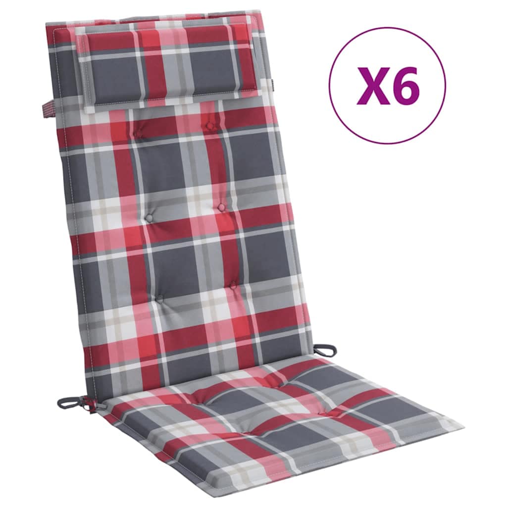 VidaXL cuscini per sedia 6 pezzi schienale alto motivo a rombi in tessuto oxford rosso