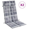 VidaXL cuscini per sedia 2 pezzi in tessuto oxford con motivo a rombi con schienale alto grigio