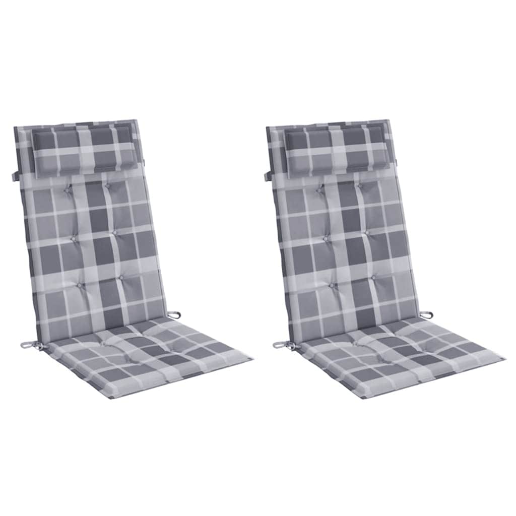 VidaXL cuscini per sedia 2 pezzi in tessuto oxford con motivo a rombi con schienale alto grigio