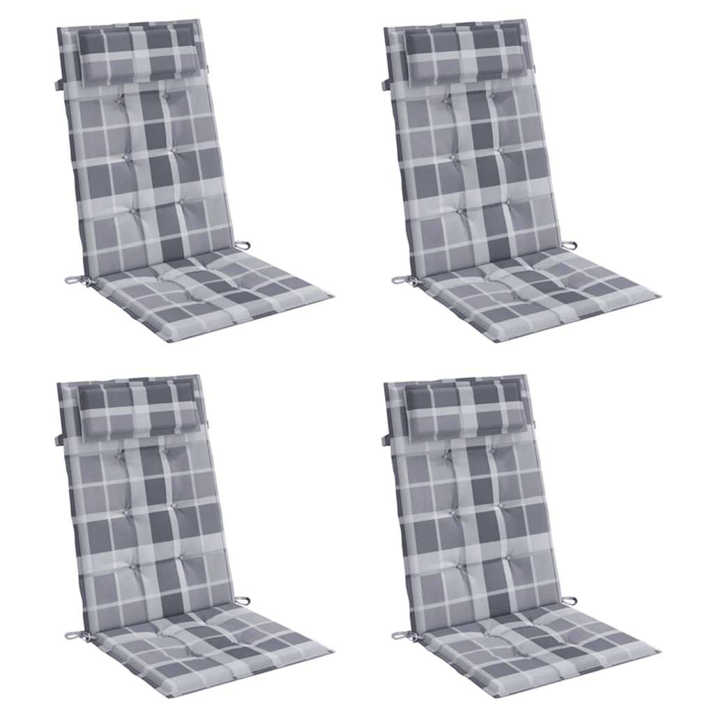 VidaXL cojines de silla 4 piezas respaldo alto patrón de rombos tela oxford gris