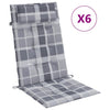 VidaXL cojines de silla 6 piezas respaldo alto patrón de rombos tela oxford gris