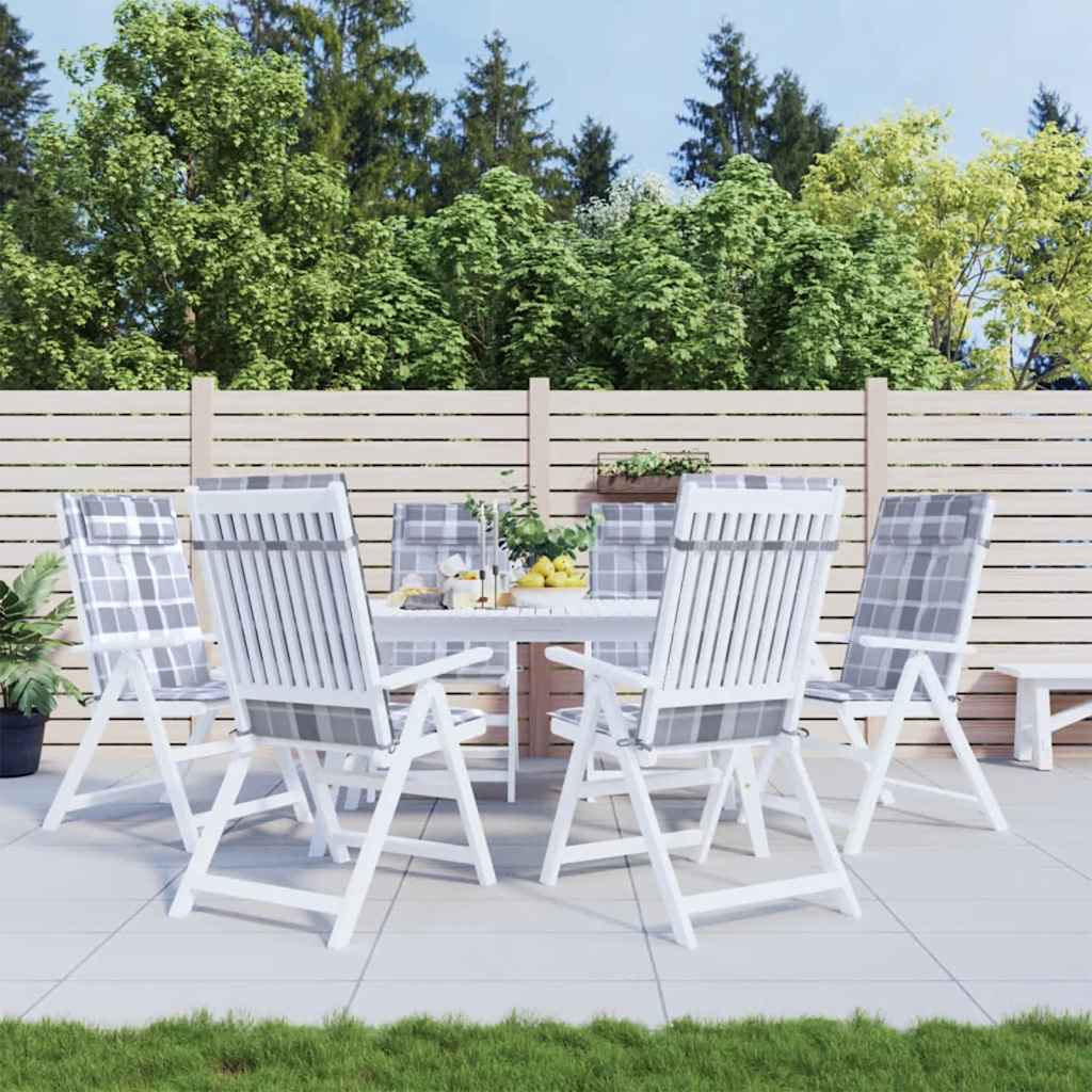 VidaXL cuscini per sedia 6 pezzi con schienale alto in tessuto oxford con motivo a rombi grigio