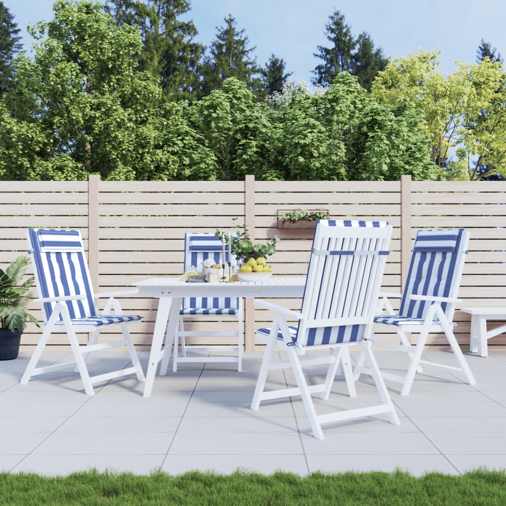 Cuscini da sedia Vidaxl 4 St Tessuto Oxford a strisce posteriori alta e blu