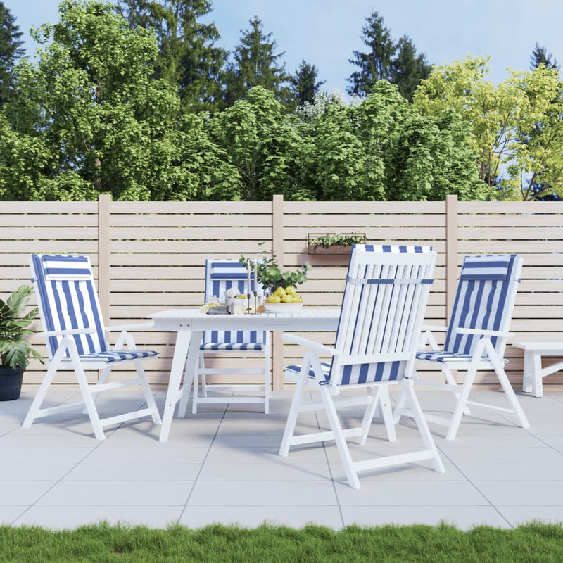 Cuscini da sedia Vidaxl 4 St Tessuto Oxford a strisce posteriori alta e blu